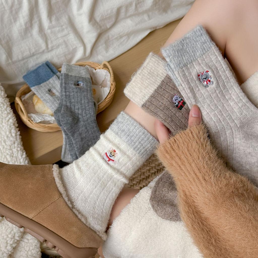 Cute Warm Wool Socks Winter Socks Winter Socks Medium Tube Socks Cartoon Socks Thickened
