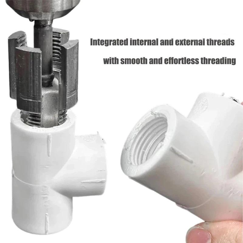 1/2" 3/4" Ppr Pvc Pipe Threader Kit Electric Drill Integrated Internal External Thread Cutting Tool