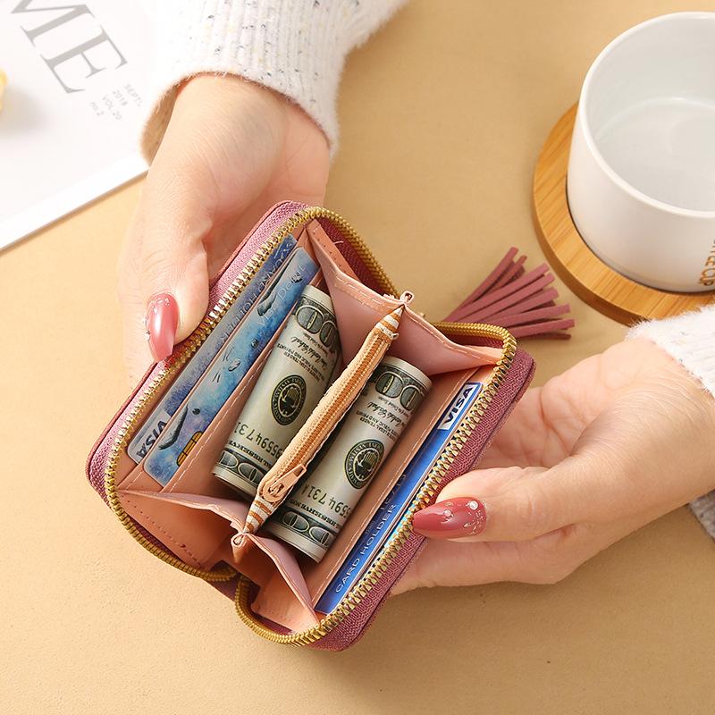 Women's Wallet Women's Short Zipper Card Position Wallet Japanese and Korean Change Bag Multifunctional Folding Wallet Small Wallet