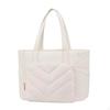 Large Capacity Quilted Tote Bag Padded Front Panel, WaterResistant Surface, with Zipper,