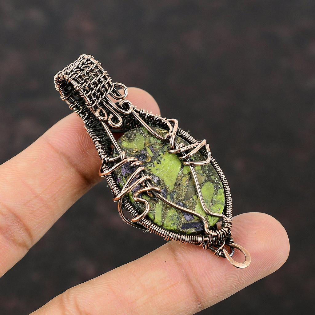 Kupfer Stichtit Anhänger Kupferdraht umwickelter Anhänger Kupferschmuck Echter Edelsteinanhänger Handgefertigter Anhänger Geschenk für Ihn Brandneuer Anhänger