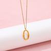 Fenny   18K PVD Plated Waterproof Trendy Simple Irregular Oval Pendant Sweater Chain Stainless Steel Necklace for Women