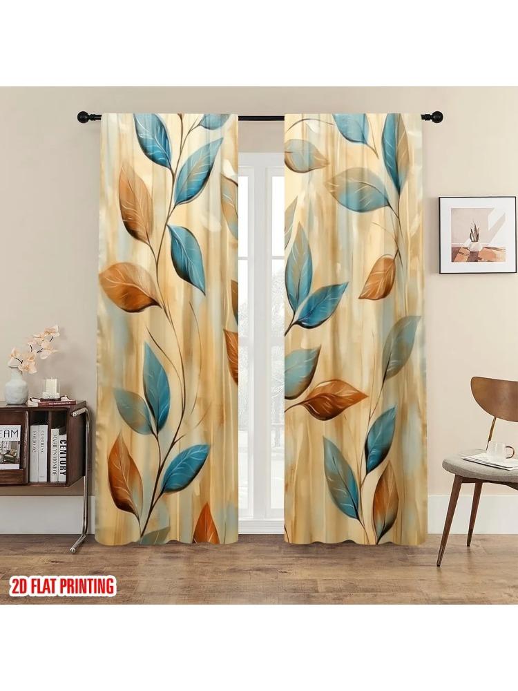 

2pc 2D plane printing Curtains Autumn Foliage Art Versatile Fabric (without rod) Home Decor Ldeal for Kitchen Living Room 100*130 Rod Pocket 1pcs