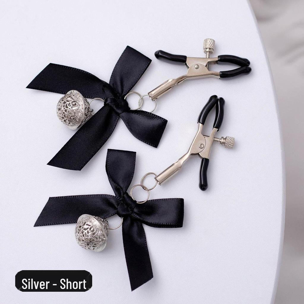 SM Adjustable Nipple and Breasts Clamps with Bow Tie for Couples