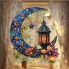 2D Acrylic Star Moon Lantern Suncatcher, Crescent Moon Window Hanging Ornament for Home, Patio, Garden, Ramadan Decor, Housewarming Gifts for Family