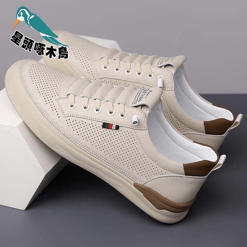 Spring and summer four seasons men's casual business leather shoes soft sole soft surface comfortable breathable anti-shoes