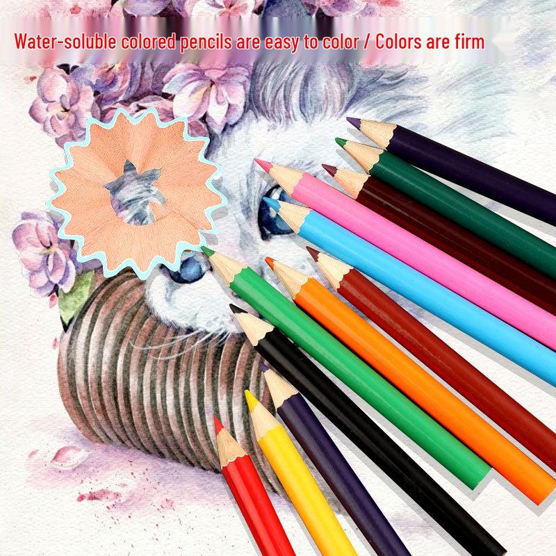 3.5-inch Round Barrel Water-Soluble Colored Pencil Set for Drawing