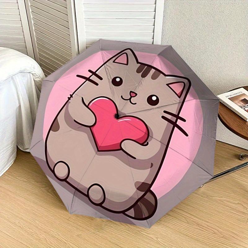 1pc cat love Themed Umbrella for Men & Women, Valentine's Day Christmas Decorative Umbrell018