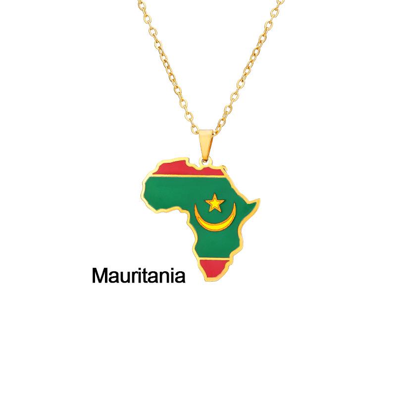 Edelstahl Afrikanische Karte Halskette: Elfenbeinküste, Ruanda, Ägypten, Uganda