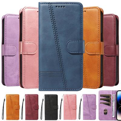 Preget Linjer Lærveske for Huawei Honor X6B X7B X8B X9B Flip Lommebok Kortspor Bokstativ Deksel for Honor X9A X8A X7 X6 A Telefonhylster Veske