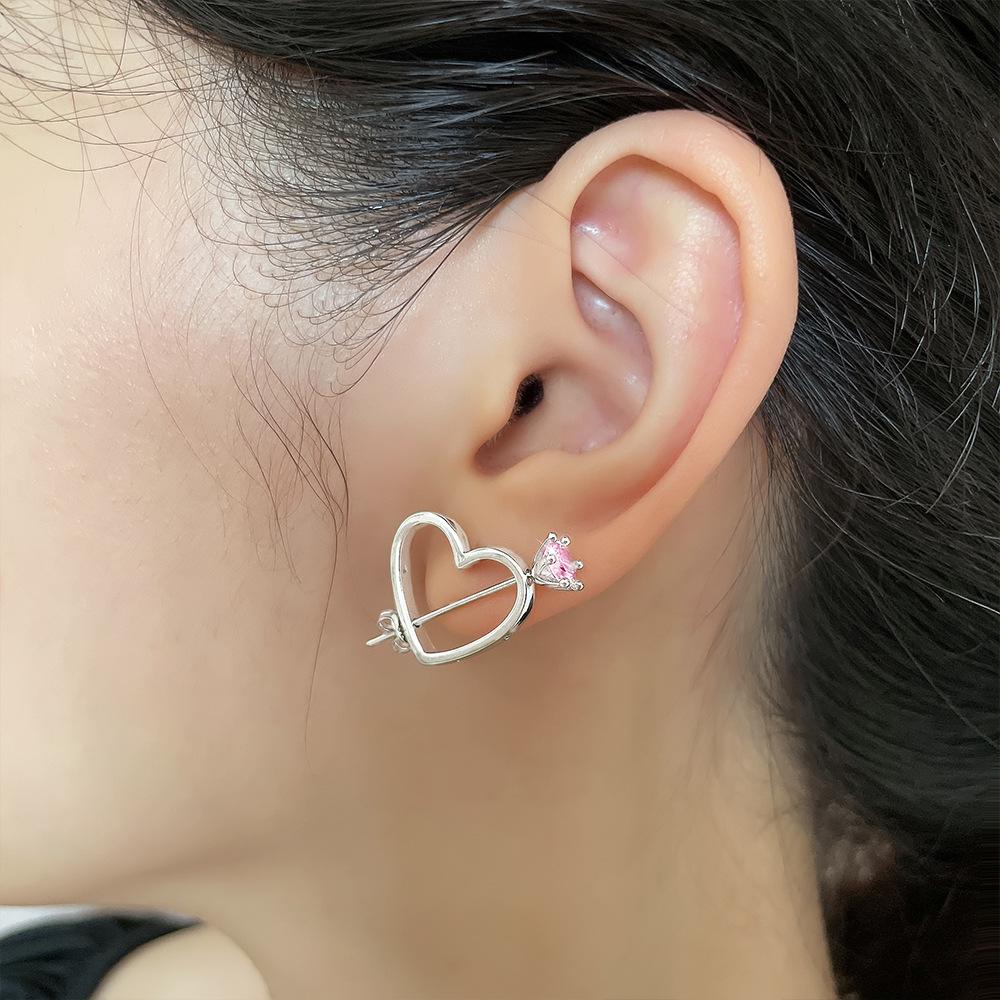 

Полые серьги с сердечками в корейском стиле, простые серьги с цирконием для женщин, ювелирные изделия для пар, подарок