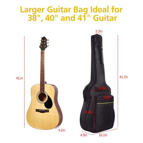 Mdvora Guitar Bag - 1/2/3 Pack Gig Bag, 38-41 Inch Electric & Acoustic Guitar Case, Waterproof Oxford Cloth, Two Pockets, 1 Pack, Classic Style.