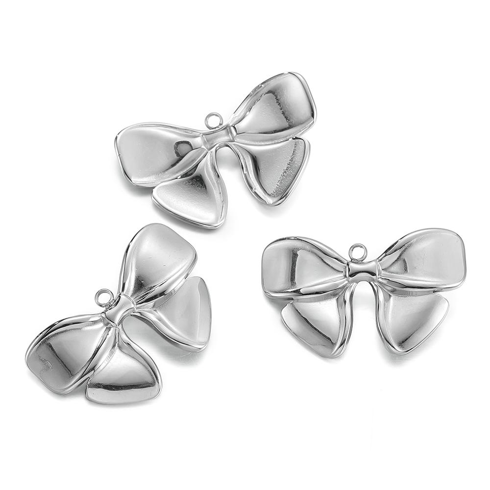 2pcs/Lot Multiple Styles Stainless Steel Bow Shape Charm Pendants for Earrings Necklace Pendant DIY Jewelry Making Accessories