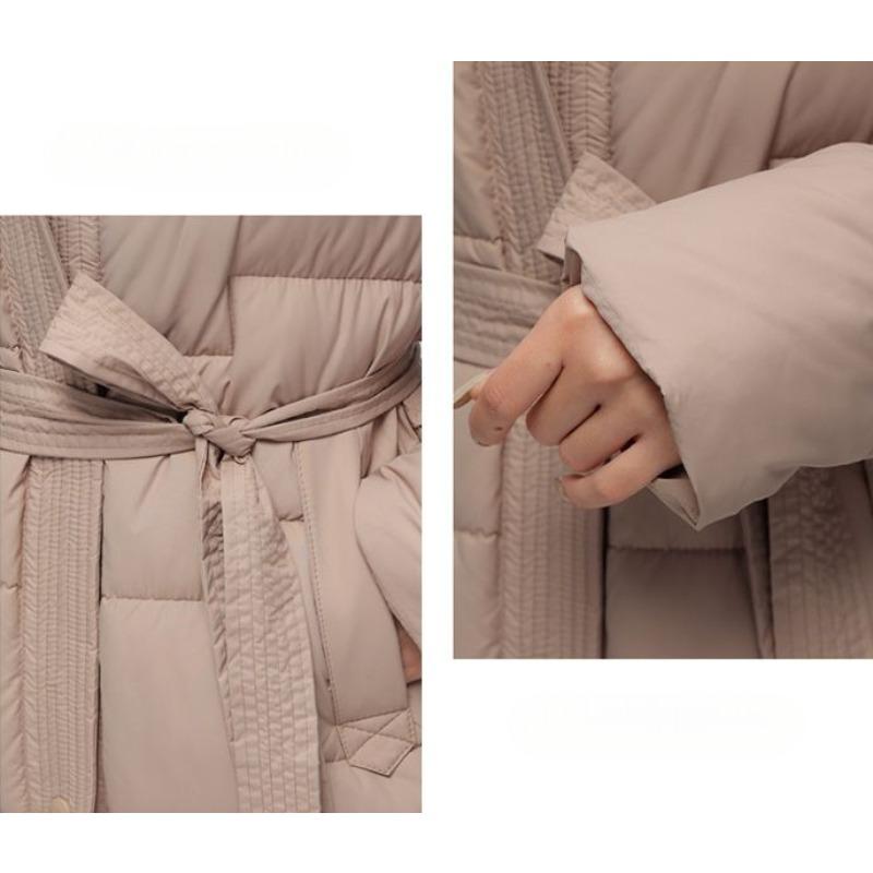 Зимняя мода повседневные ветрозащитные пуховики женские средней длины стили хлопковая — фото 3