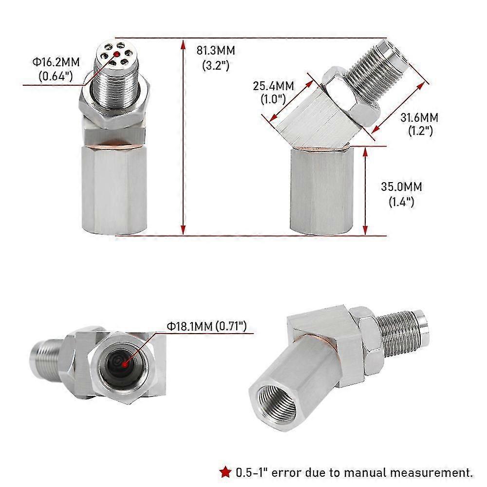 M18*1.5 Universal 90 Degree O2 Sensor Mini Catalyst Converter Fix Check Engine Light Adapter O2 Sensor Extender Spacer Plug-Good