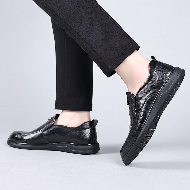 The first layer of cowhide autumn new men's business casual foot leather shoes high-end leather men's one-pedal men's shoes