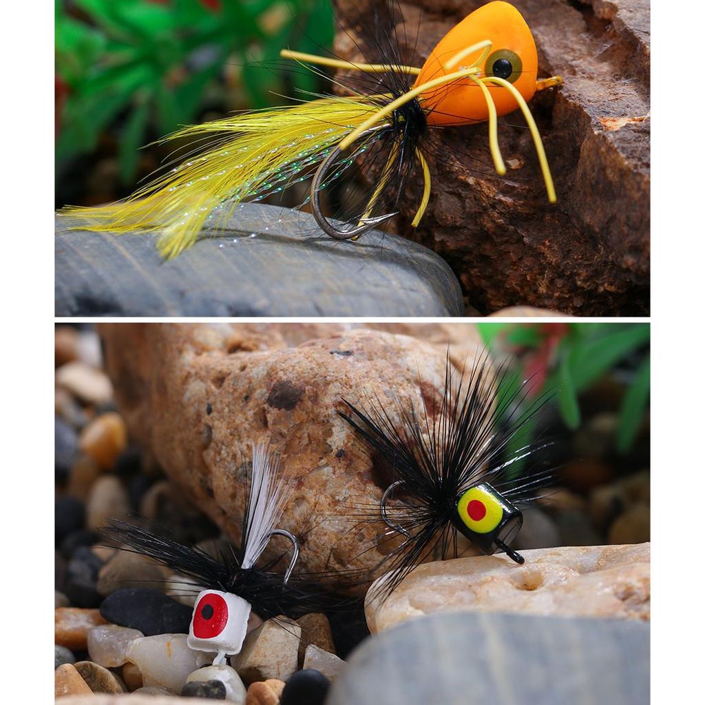20pcs Fly Fishing Lures Fishing Popper Realistic Outdoor Fishing Lures with Hooks for Salmon Bass Pa