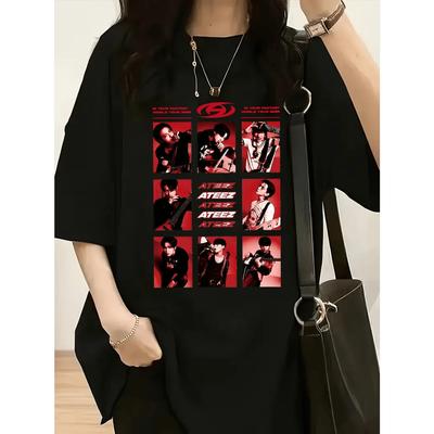 2026  ATEEZ Letnia Moda Modny T-shirt Mężczyźni Kobiety Vintage Top Hip Hop Streetwear Oversize Koszulka z Krótkim Rękawem Codzienne Ubrania Y2K