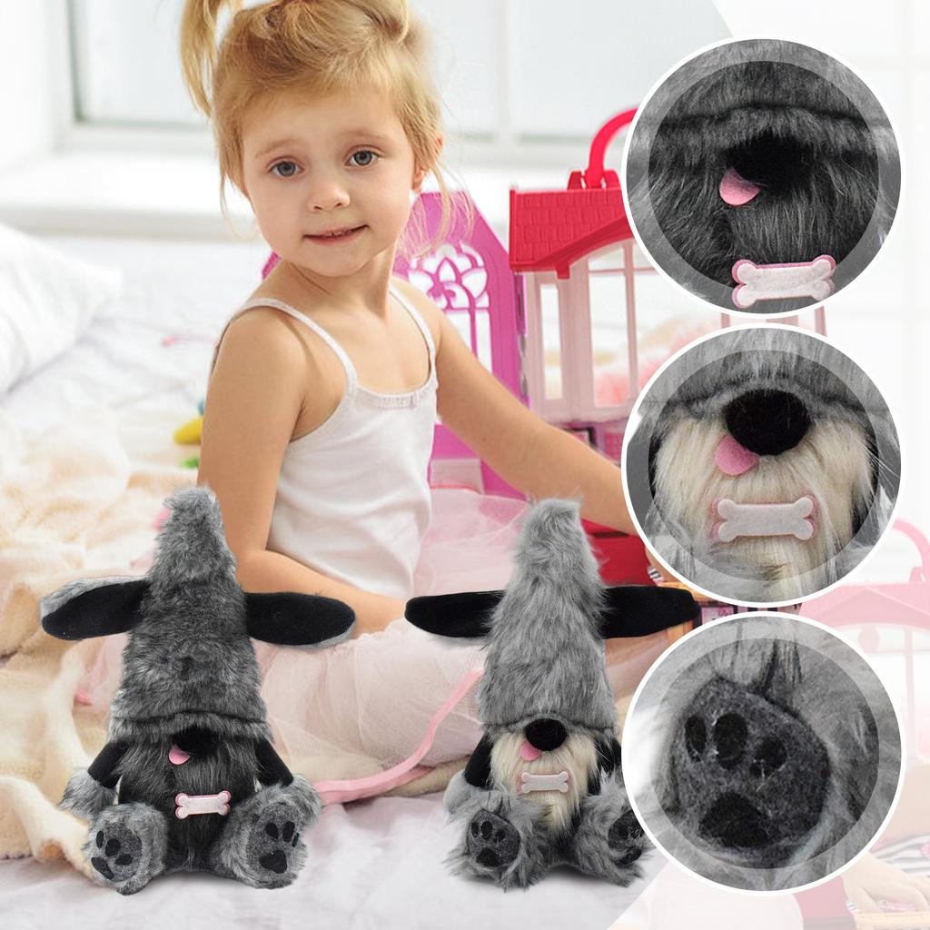 Мила Чорна Собака Гоблін Фігурка, Прикраса Лялька Без Обличчя, Декорація Лялька Гном Собака з Висунутим Язиком