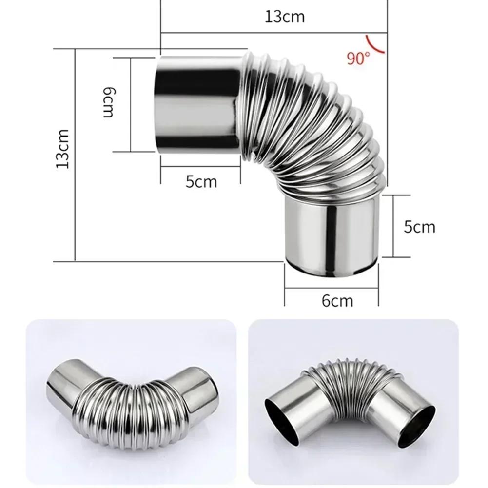 1Pz 60/70/80mm Acciaio Inossidabile Gomito a 90 Gradi Tubo Fumo Curva 90° Stufa Multi Canale Tubo Esterno Curva 90° Multi Curva 90° Mult