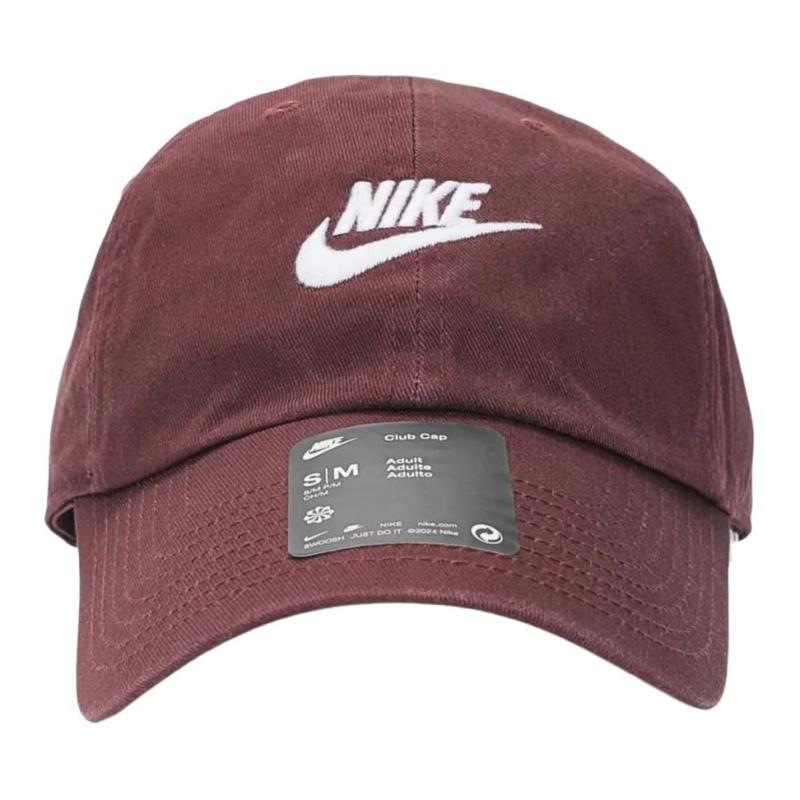 Nike Cotton Baseball Caps Unisex Bright Burgundy Wine/White Casual FB5368-652