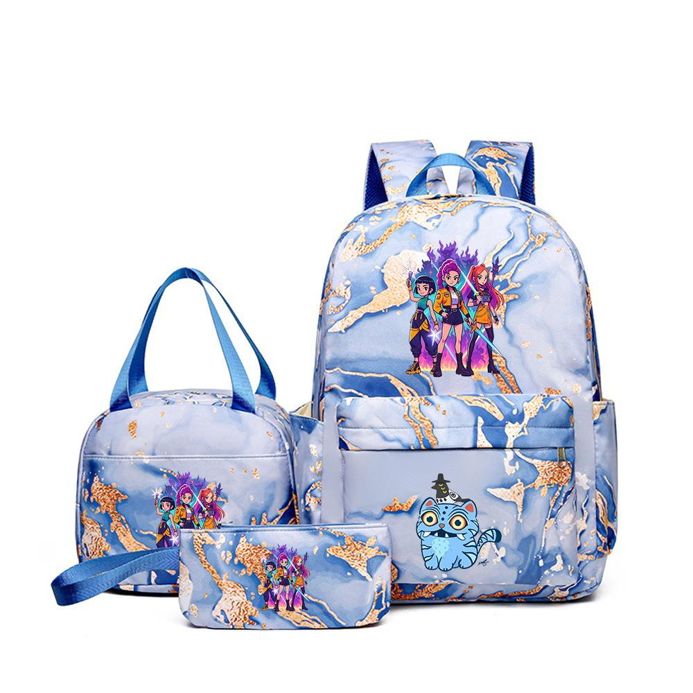 KPOP Oxford Cloth 3 Piece Set School Backpack with Lunch Bag and Pencil Case for Kids