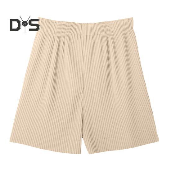 Women Shorts Elastic High Waist Ribbed Design Solid Color Casual Loose Fit Shorts Summer Wide Leg Shorts