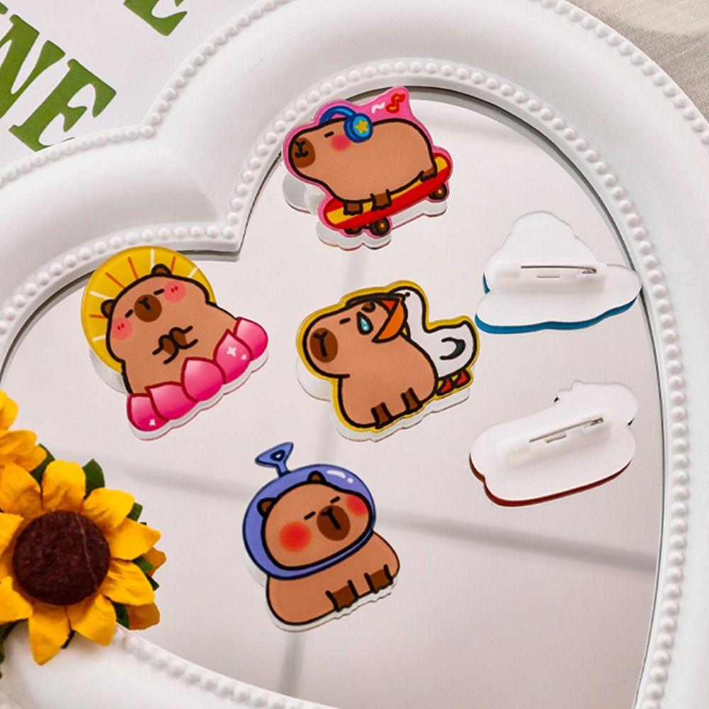 Kapibara Hot Dog Capybara Brooch Breastpin Lotus Capibara Badge Acrylic Capybara Pin  Unisex