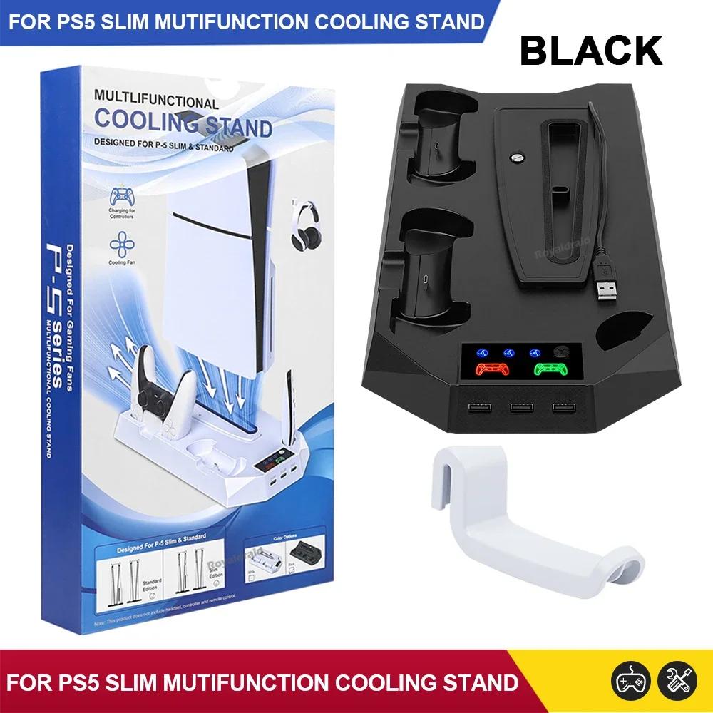 3 Mode Cooling Fan for PS5 Vertical Stand 2 Controller Charging Dock for PS5 Slim Disc Digital Edition
