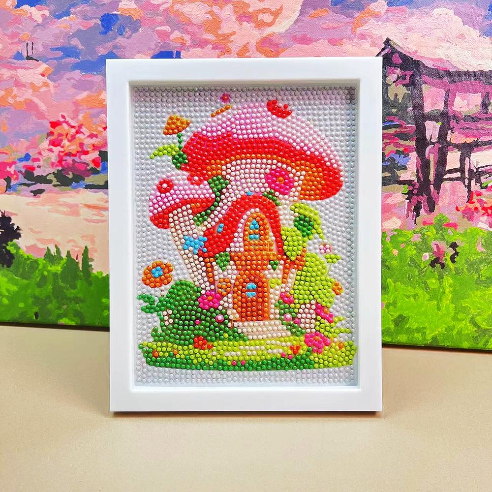 Cartoon Diamond Painting Children's Handmade Diy Diamond Stickers Bedroom Living Room Decorative Painting Masonry Painting with Photo Frame.
