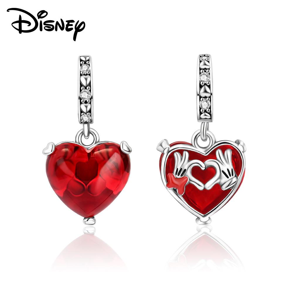 Disney 925 Silver Mickey and Flower Fairy Pendant Beads Suitable for Girls To DIY Original Bracelets Fashion Gifts