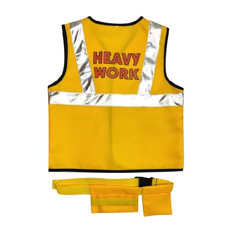 Construction Worker Costume Pretend Role Play Dress Up Toy Builder Career Outfit