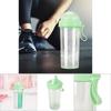 600ml Portable Two Straws Water Bottle Dual Use Drink Cup for Outdoor Travel Sport Geeen