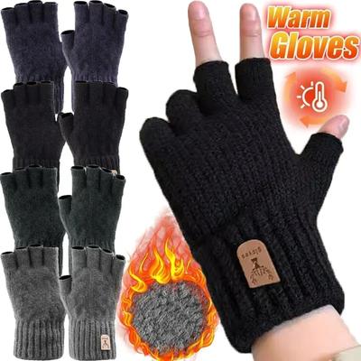 2020 gestrickte dicke thermische Halbfingerhandschuhe Frauen Männer Winter im Freien warme Wolle Fahrhandschuh ohne Finger Touchscreen Fäustlinge