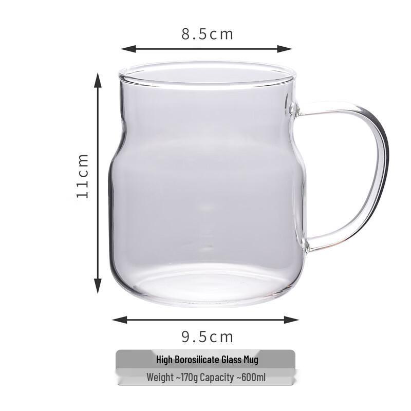 OLOEY Hochborosilikatglas-Tassen mit Henkel - 3er-Set