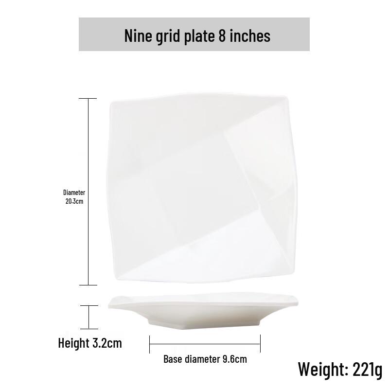 White Melamine Nine-Compartment Snack Plates