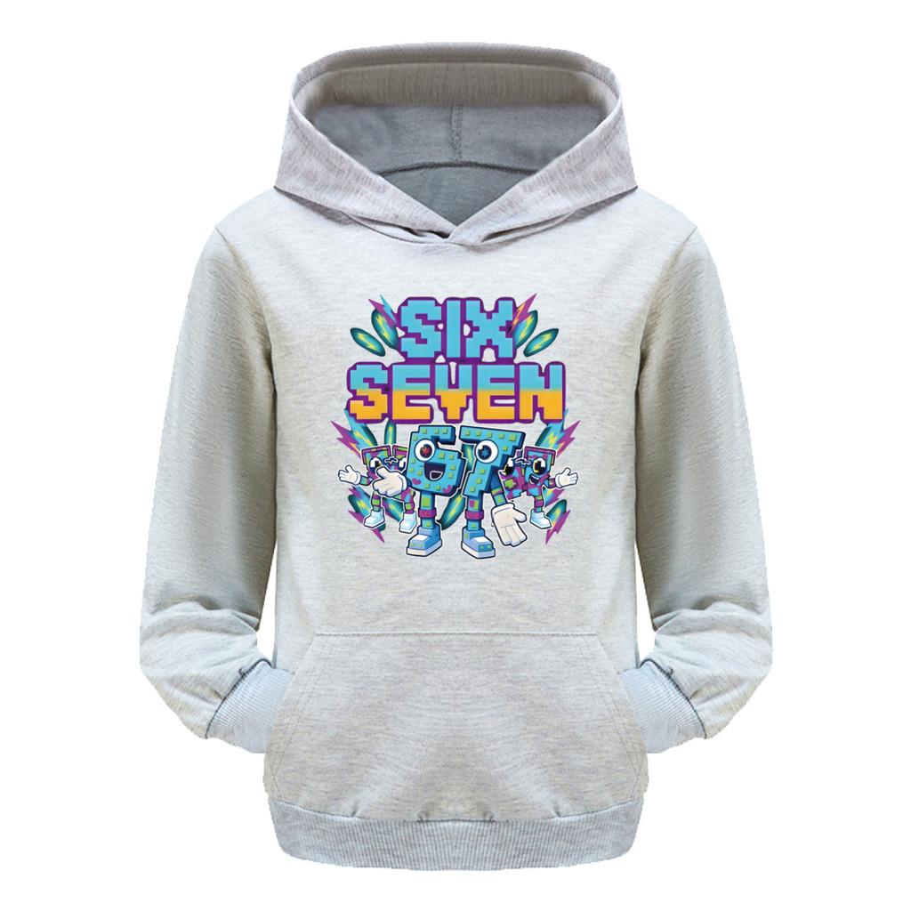 

5220 Дитячі хлопчики Дівчата Вкрасти Brainrot 67 Шість Сім Принтовані Повсякденні Толстовки з Довгими Рукавами Топ 130cm сірий