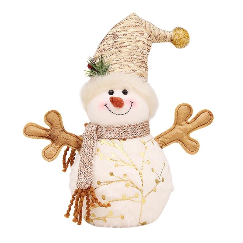 Schneemann mit Schal Schneemannpuppen Plüsch Winterdeko Weihnachtsregal-Sitzer Plüschpuppe Handgemacht (mit Schal-Stil)