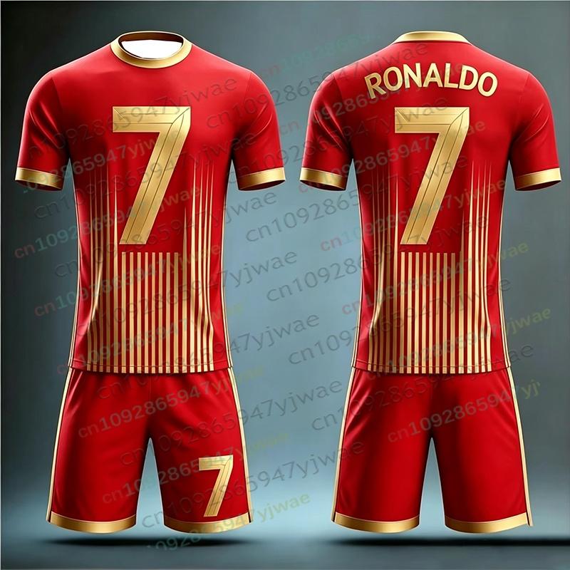 Special Edition Ronaldo No.7 Football Jersey Tee Shorts Set Sportwear Harajuku Summer Casual Kid Tshirt or 2 Piece Set