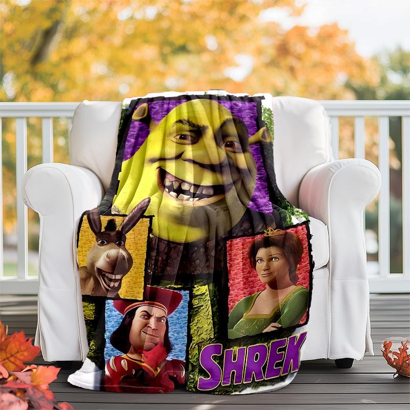 1pc Shrek3 Theme Blanket - Digital Print, Polyester, Cozy for All Seasons, Perfect for Outdoor, Camping, and Travel