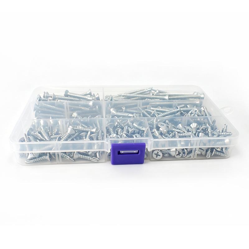 Blue & White M4.2 Zinc Countersunk Phillips Self-Drilling Screws for Home Improvement & Engineering - Box Set