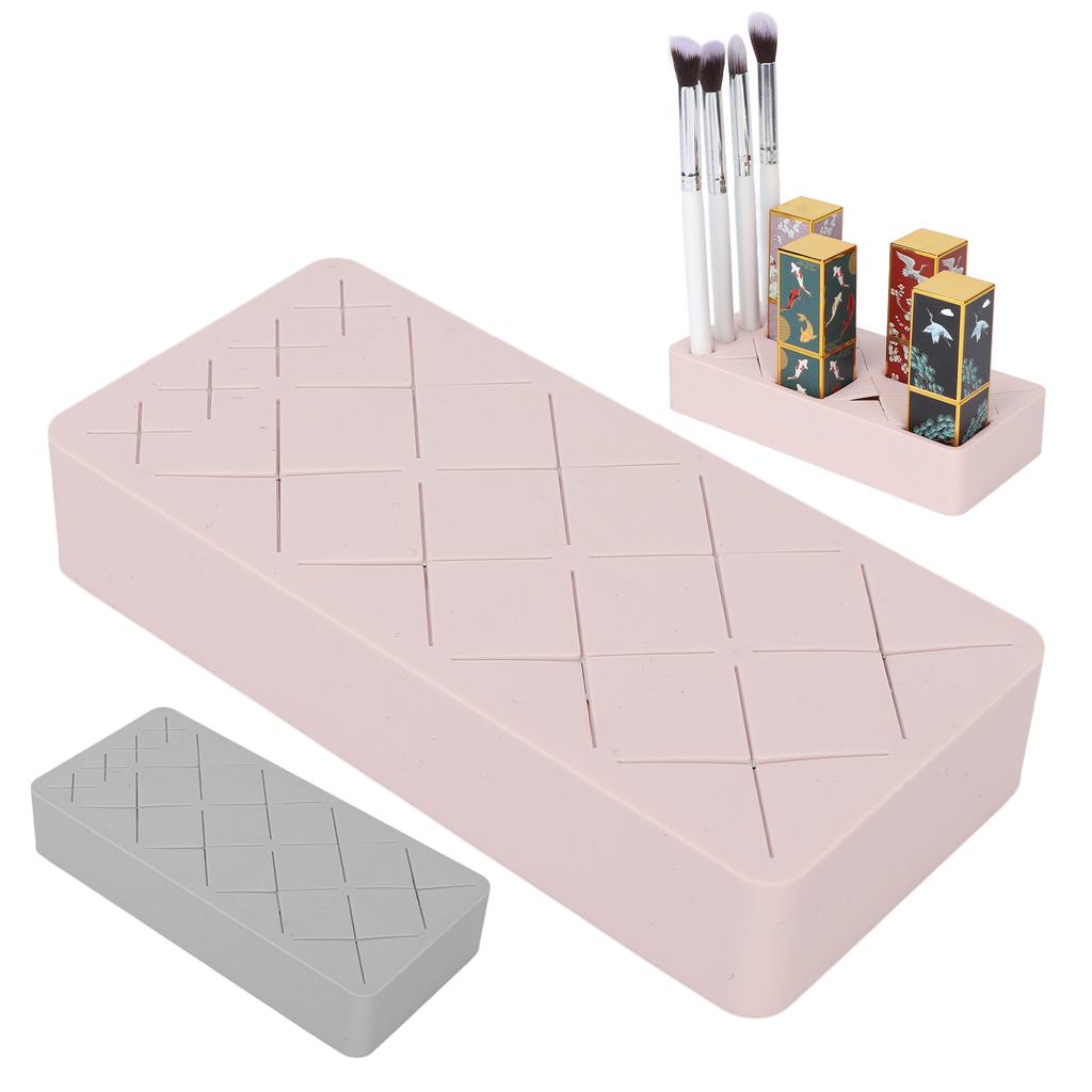 12 Slot Lipstick Holder Organizer Silicone Makeup Cosmetic Display Stand for Nail Polish Eyebrow Pen