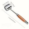 Damaly,304 Stainless Steel Meat Tenderizer Pounder with Wood Handle, Dual-Sided Kitchen Tool for Pounding Meat and Garlic
