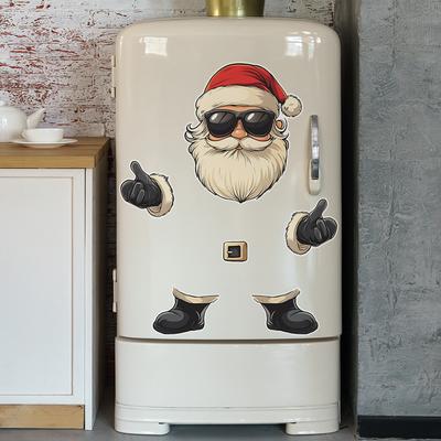 Cartoon Cool Santa Refrigerator Sticker Kitchen Ambience Decorative Lying Decal Self-adhesive