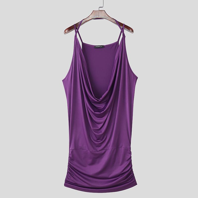 

INCERUN Мужские майки без рукавов на бретелях с низким вырезом, с вырезом «качели», для дома и клуба 4XL