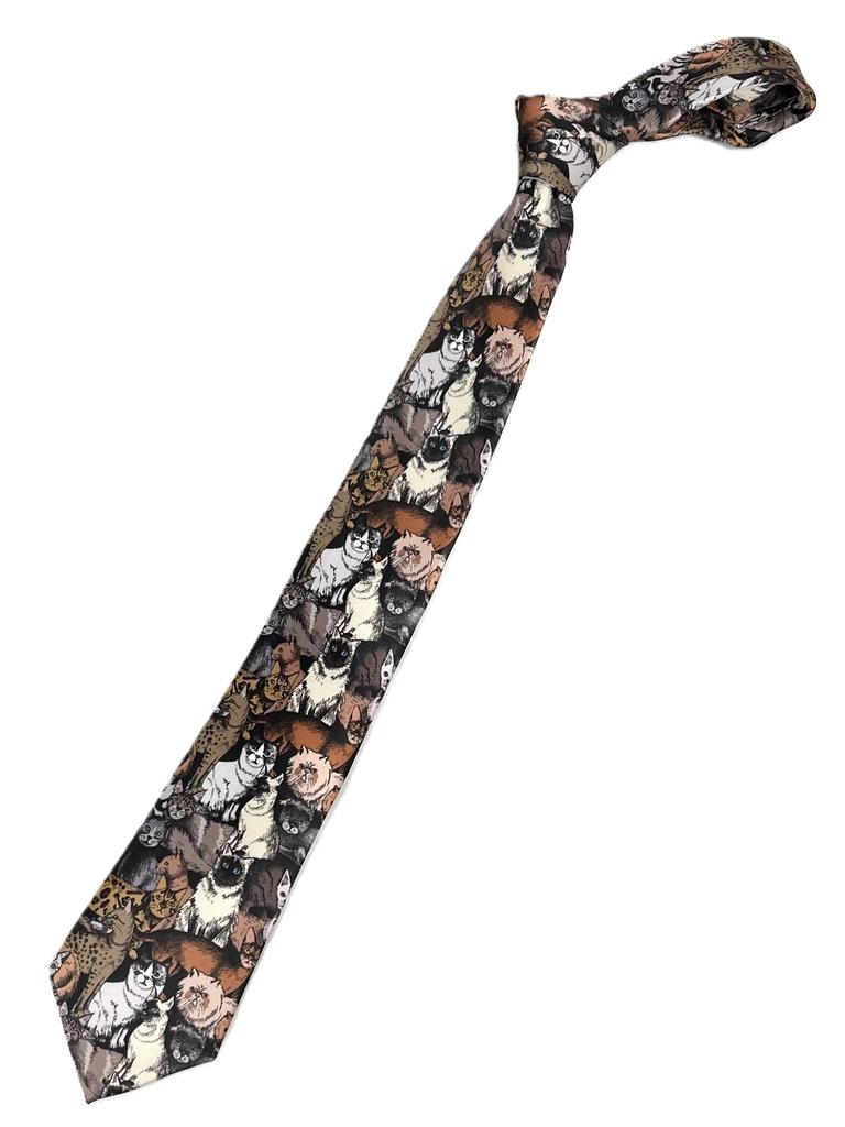 [HANG OVER] Necktie - Realistic Cat Collection - Silk Touch Polyester - Stylish and Cute - Men's Business Casual - Regular Width 8cm - Perfect for