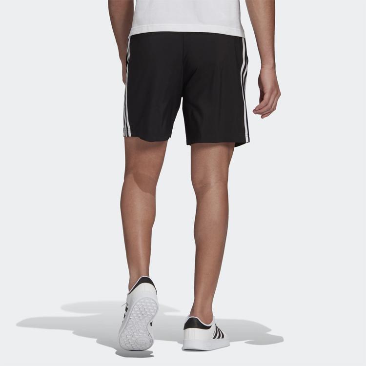 Adidas 3-Stripes Letter Fit Mid-Waist Drawstring With Side Pockets Straight Casual Shorts Men Bottoms Black GL0022