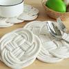Heat Resistant Non-Slip Placemat for Dining Table Washable Woven Linen Straw Table Mat Heat Insulation Round Coaster Mat