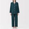 MUJI Seamless Flannel Long Sleeve Dark Green Size Size Small Women's Pajamas, Check, FD1LYA5A, Women's
