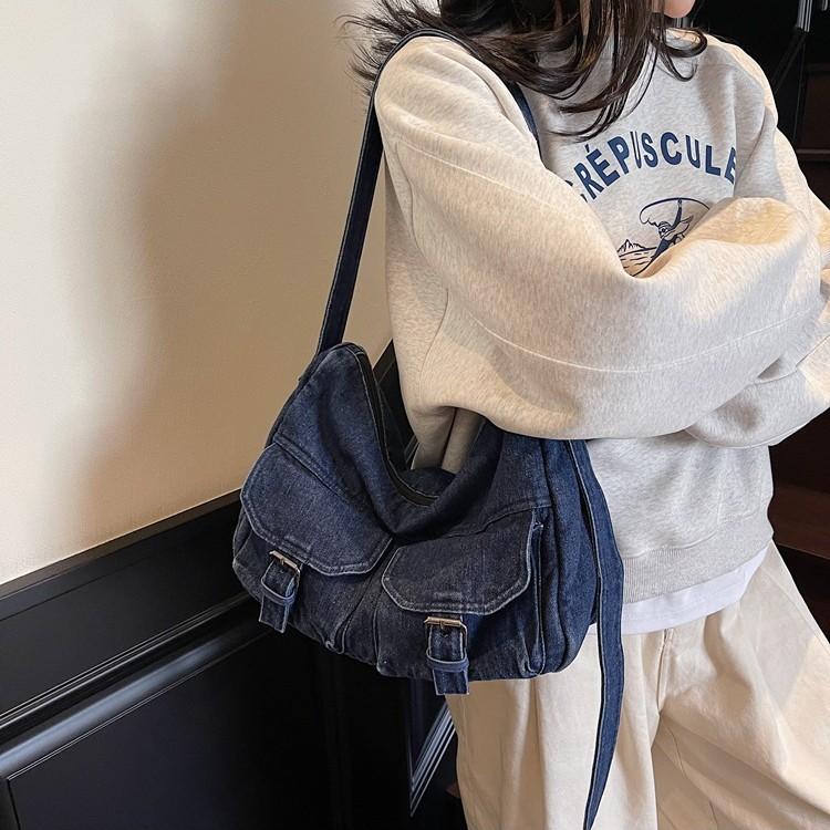 Denim Bag Women's New Trendy Fashion Tote Bag Shoulder Bag Large Capacity Messenger Bag